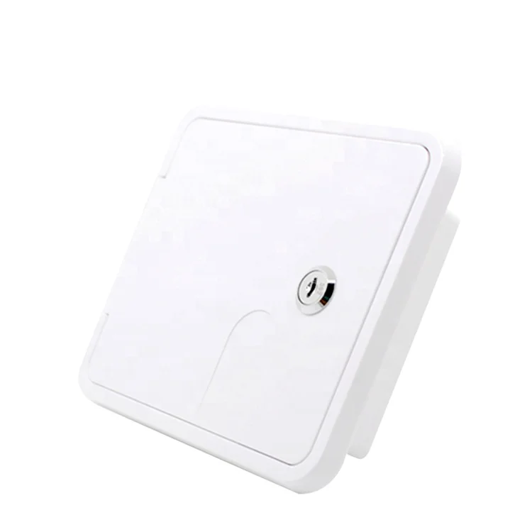White Square Plastic Profile Electric Cable Hatch Rv Cable Cover With Key Rv Camper Electric Cord Cover