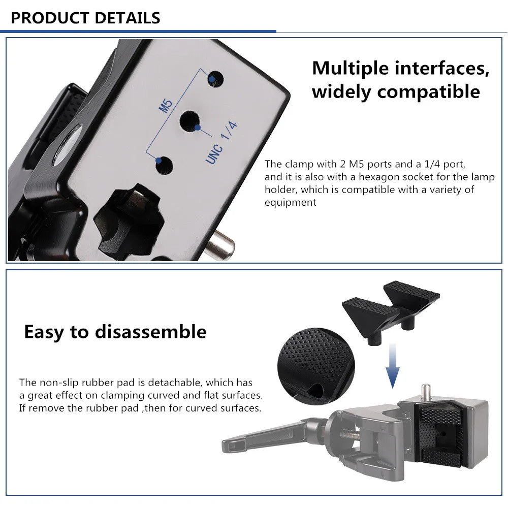 Super Strong Sturdy Multi-functional Universal Photography Camera Crab Metal Clamp For Round Tubes