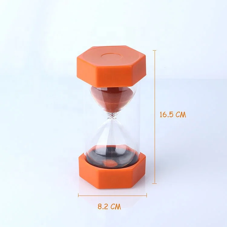 Wholesale 5/10/15 Min Hexagon Plastic hourglass Sand Timer Shatter-Proof Kids toy Sand Timer Hourglass Custom Color Time Clock
