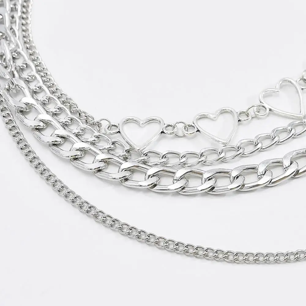 Punk Rock Style Simple Silver Gold Chain Multi-layer Aluminum Chain Necklac Street Fashion Jewelry, Europe and The United States