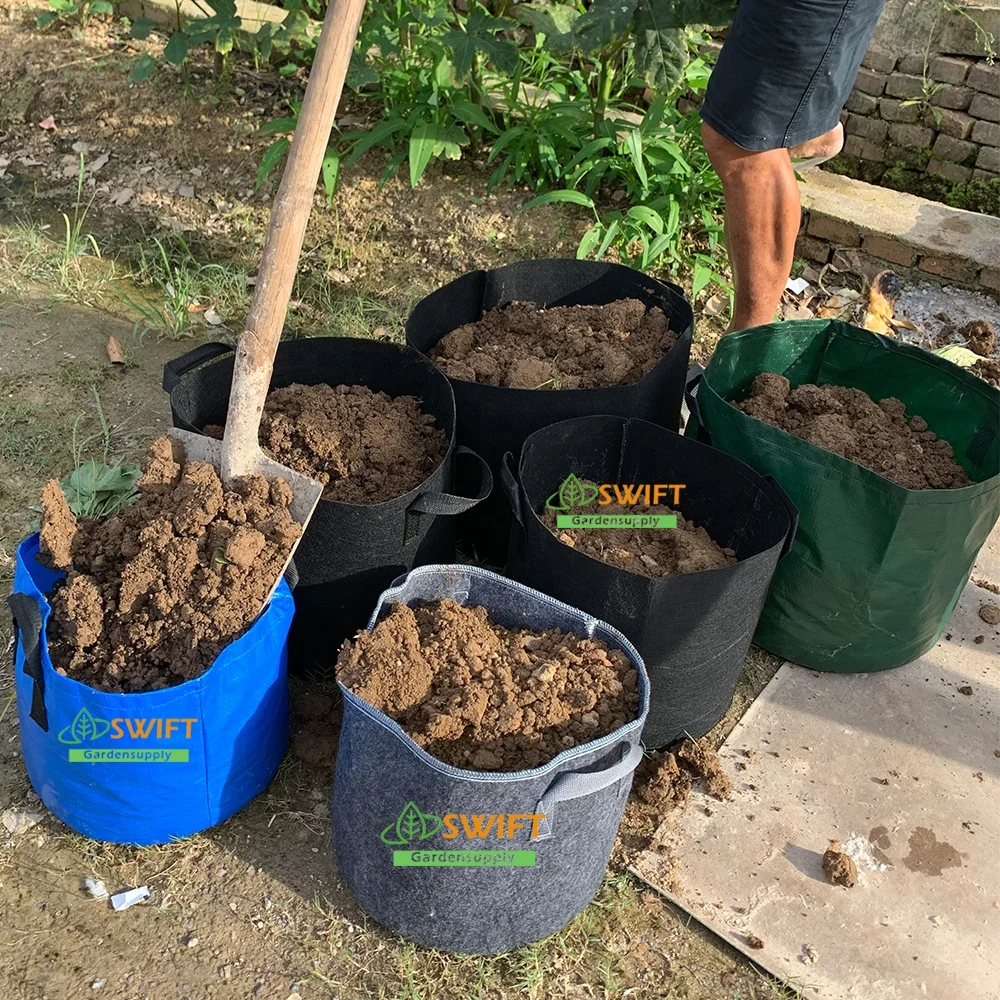 Wholesale 20 gal fabric plant pots durable vegetable garden growing bags non woven felt  5 7 10 15 20 gallon planter fabric pots