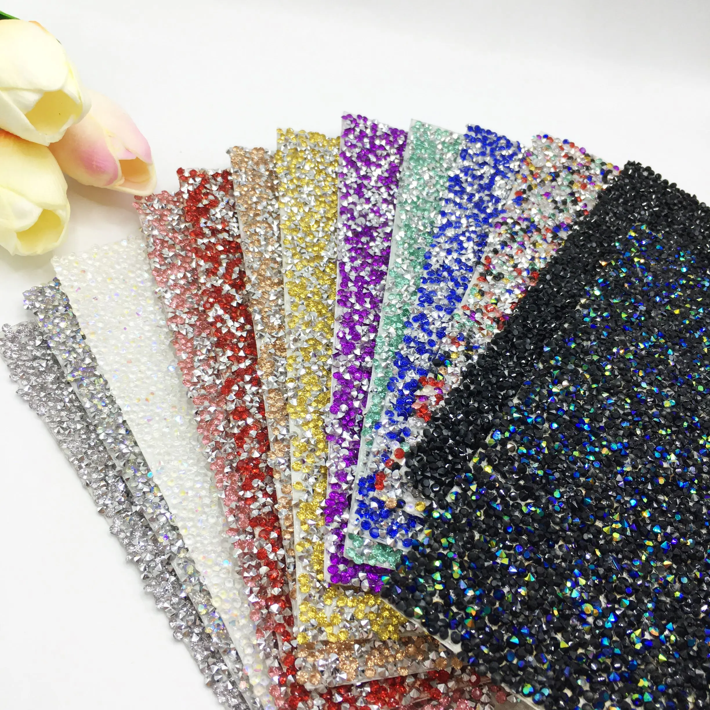 SINRONG Full Diamond Self-Adhesive Jewelry Sticker for Shoes and Bags Decorations-Flash DIY Rhinestones Glass Mesh crafts