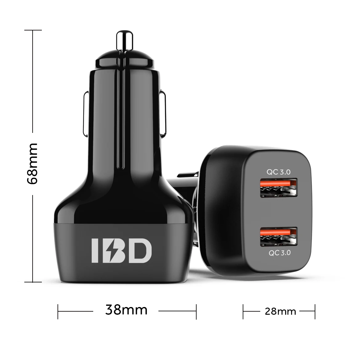 IBD OEM логотип двойной USB QC3.0 автомобильное зарядное устройство QC3.0 автомобильное зарядное устройство