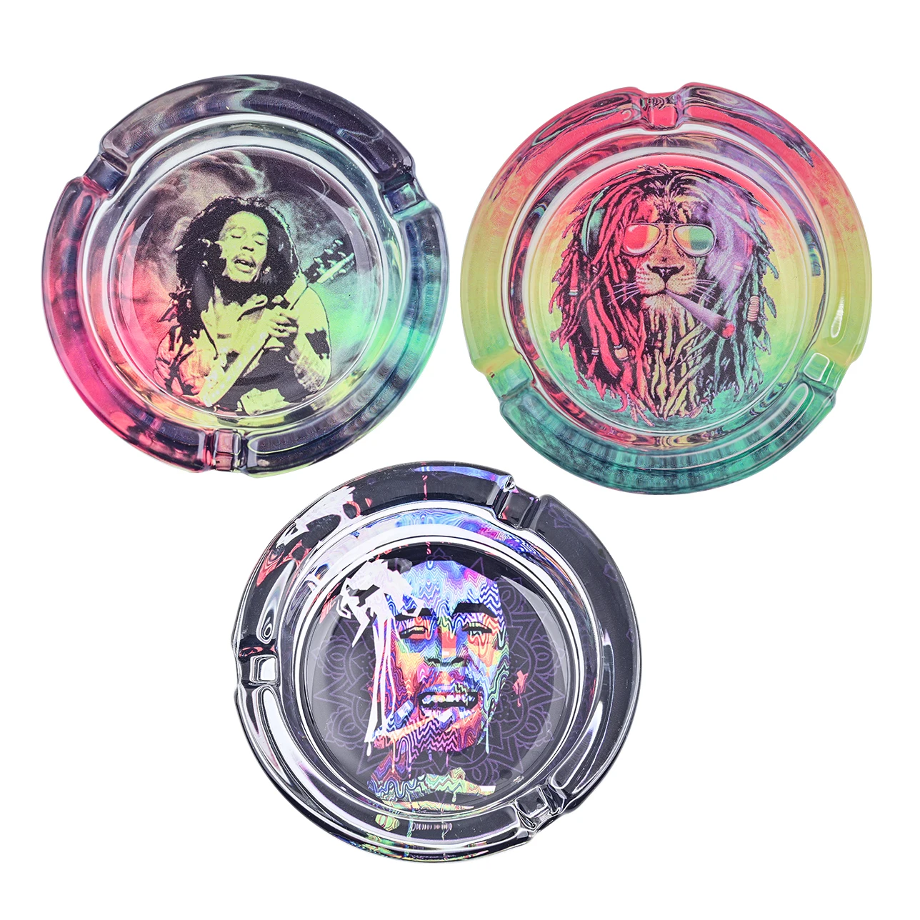 Customizable Luminous Pattern Logo Cartoon Round Thickening Transparent Glass Ashtray
