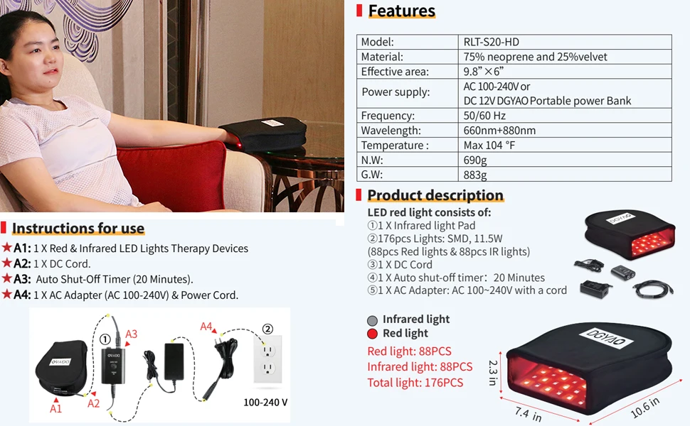 DGYAO Best 660nm 880nm Red Light Therapy Infared Device For Hand 2022 Led Pain Relief Mitren Beauty Massager For Hand Pain
