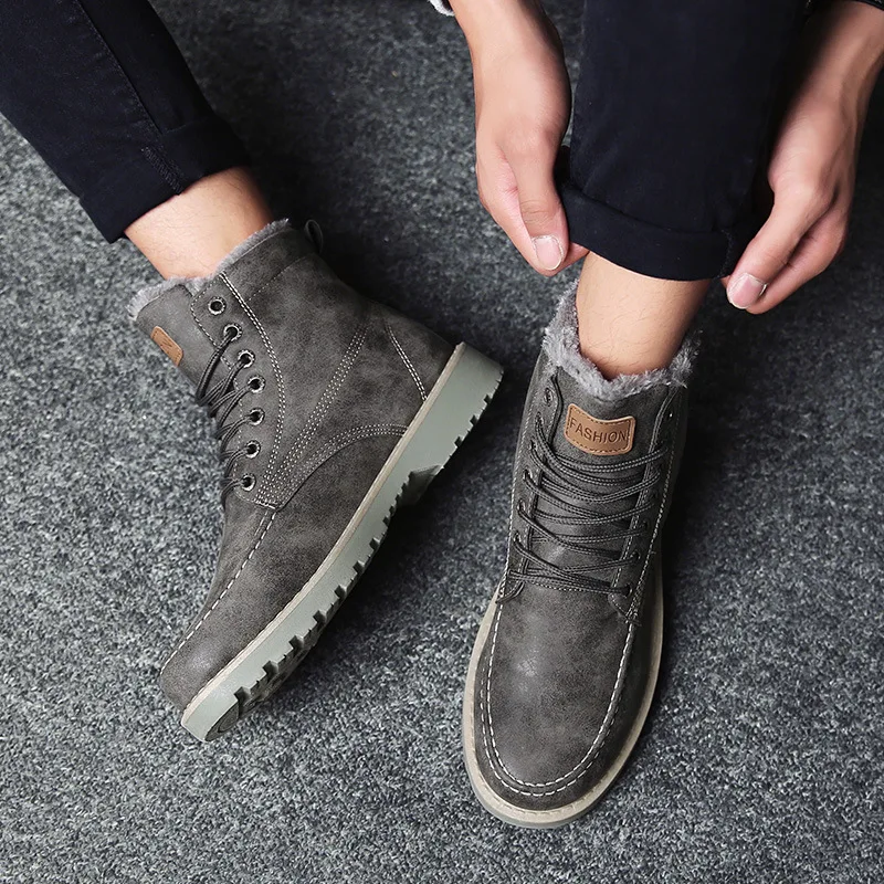 High Quality Winter Warm Plush Lining Winter Martin Boots For Men