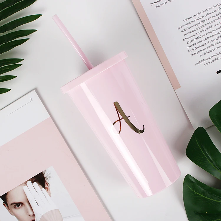 Private Reusable Clear Custom Tumbler with Straw, 16 oz Plastic Wholesale Insulated Tumbler Cup in Bulk