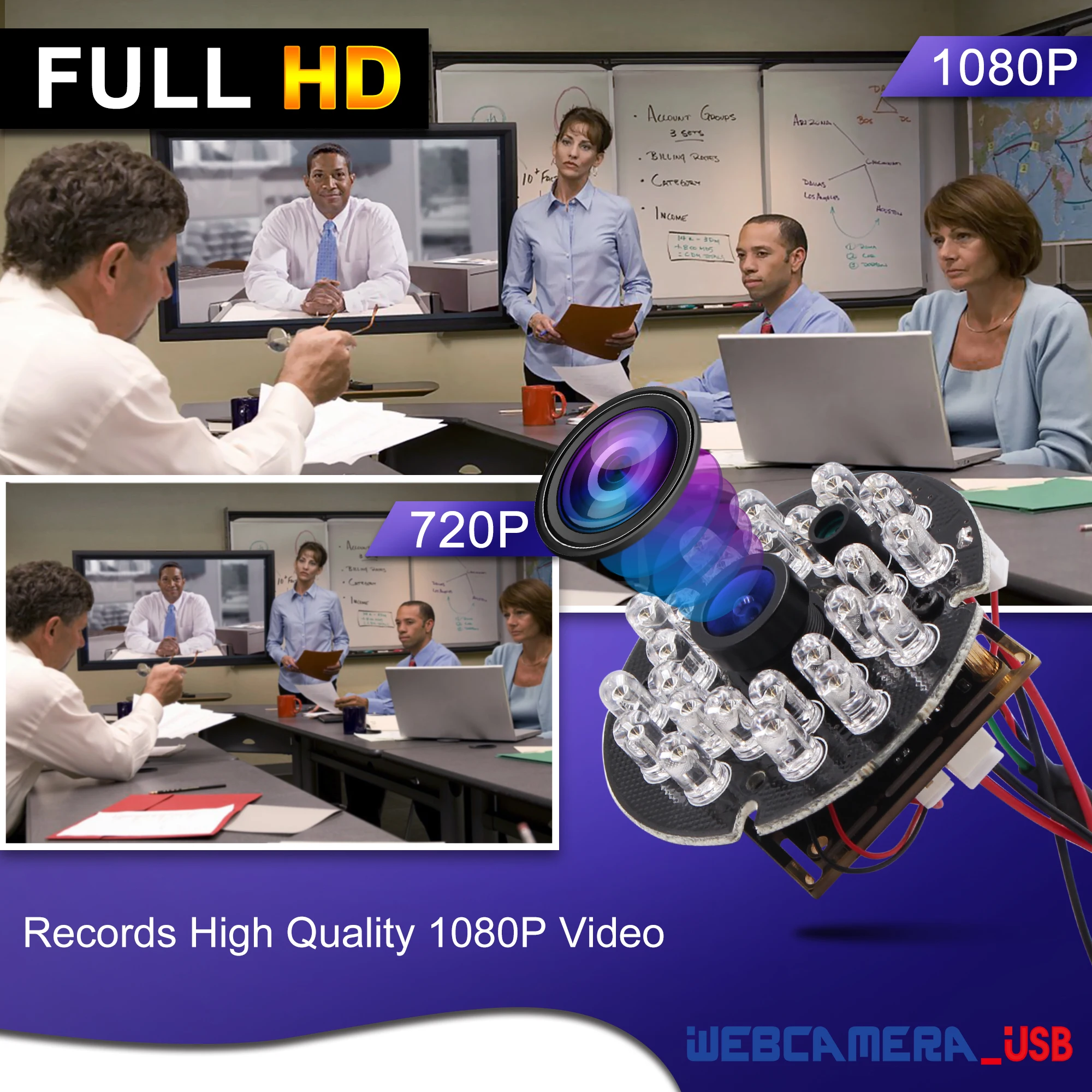 ELP High 30fps H.264 1080P WDR Infrared 3MP USB Camera Audio Night Vision Driverless UVC Camera Module with IR LED