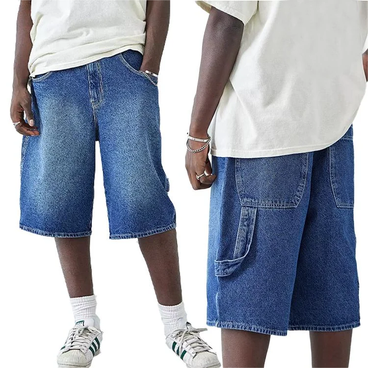 ZY manufactory streetwear washed blank cotton men denim shorts custom logo embroidery loose jean shorts men casual baggy jorts