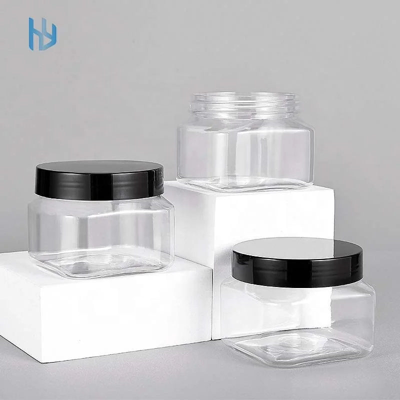in stock 150ml PET plastic luxury empty Body Cream Jars clear lotion jars container custom logo body scrub jar
