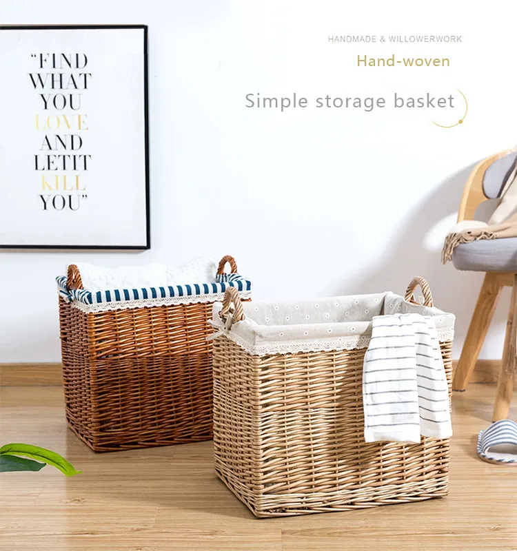 Cheap Wicker Basket Square Natural Rattan for saving space storage usually for laundry