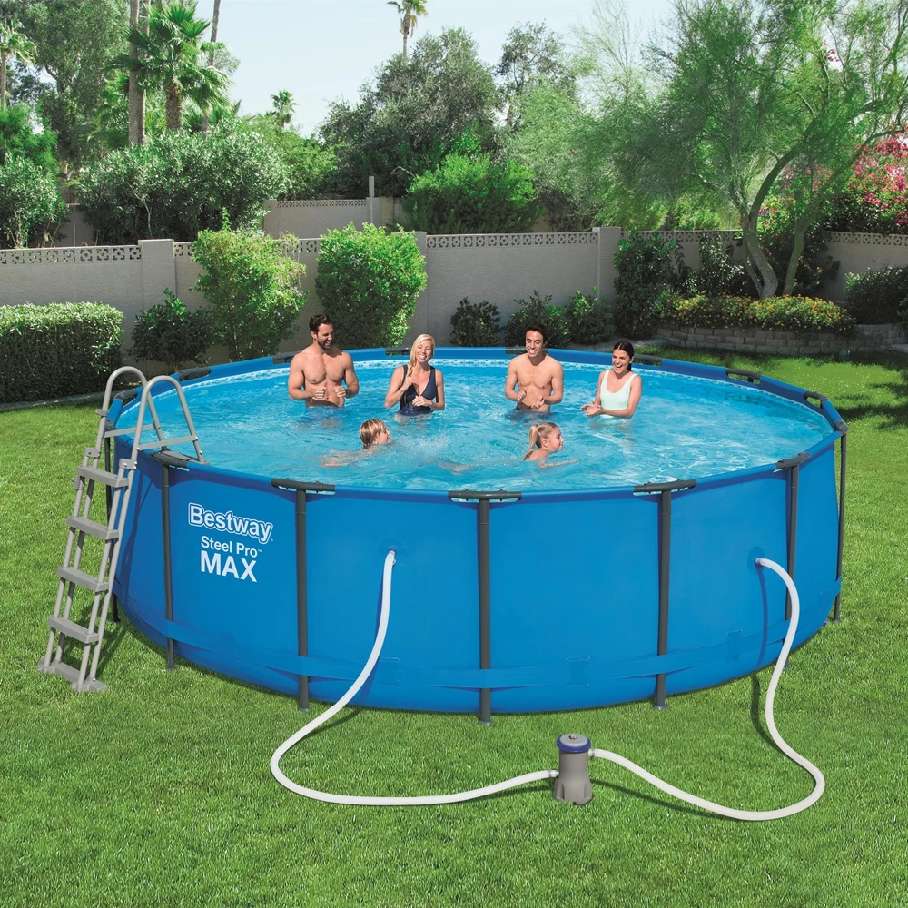 Bestway Round Steel Pro Max 15 FTX48 IN Above Ground Plastic Pool Stainless Steel Frame Pools Set For Sale