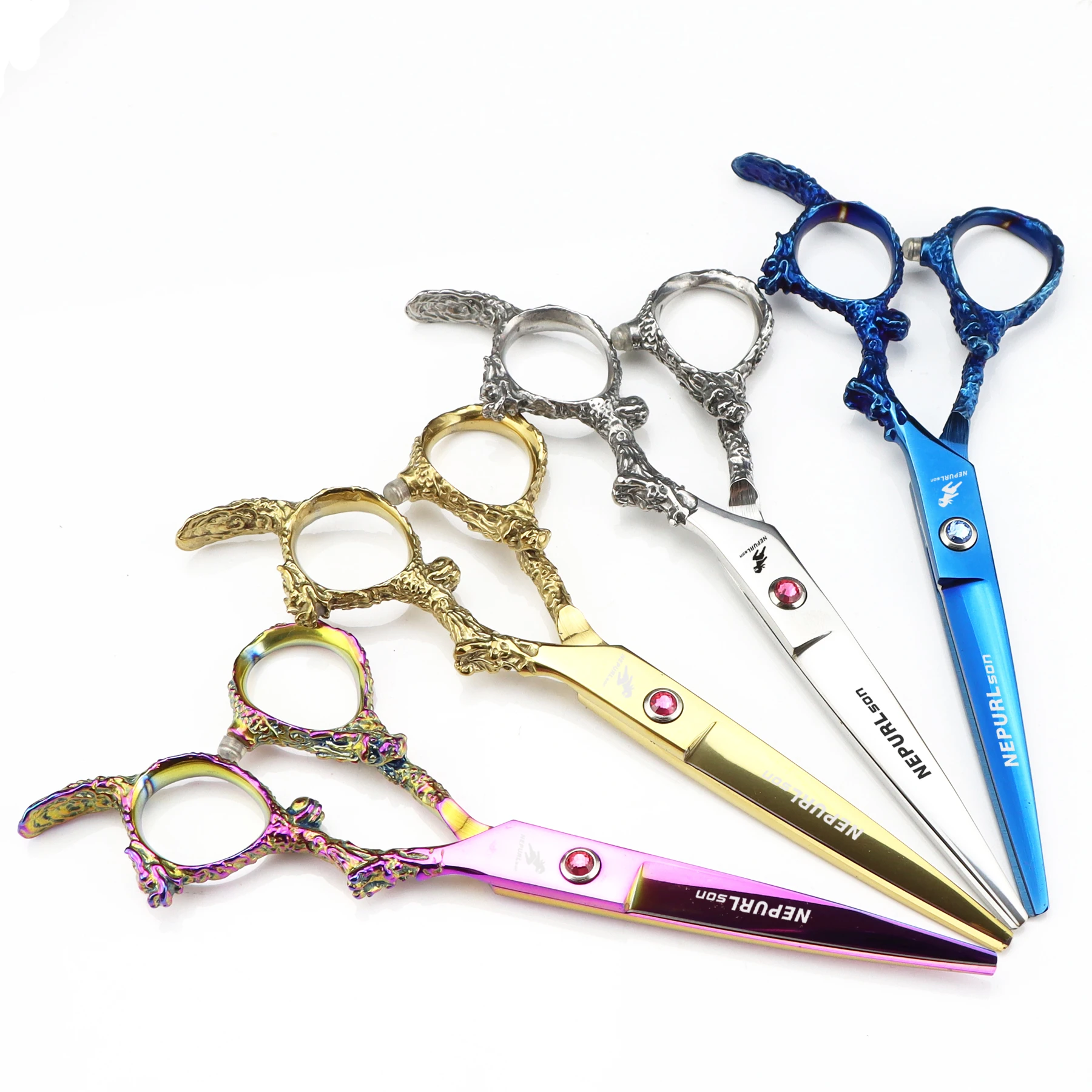 6.0  inch GD 06  Color/blue/pink dragon handle  barber  Quality 6.0 Professional  Cutting Shears Hairdresser  Hair Scissors