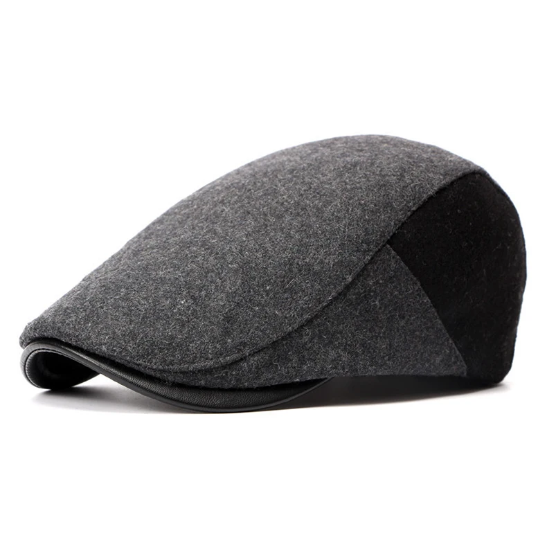 2019 Autumn Winter Warm Flat Caps For Men Hat Unisex Korean British Style Colorblock Woolen French Beret Cap Women Hats Berets