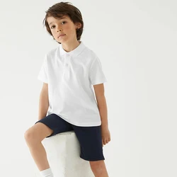 School Uniform Short Sleeve Polo T-Shirt Plain School Camisetas Polo Blank Solid Color Unisex Kids Classroom Polo T Shirt