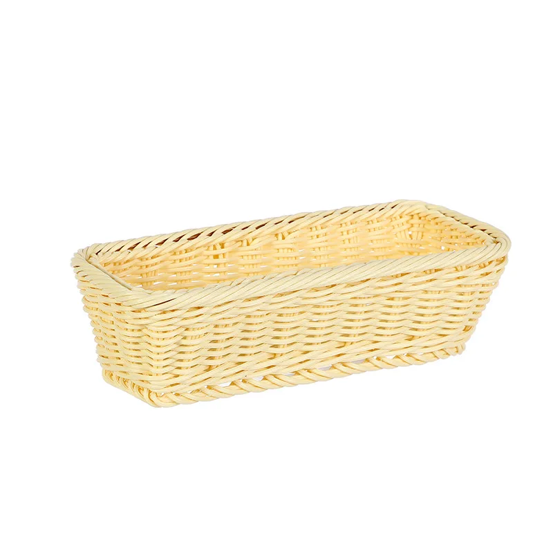 Creative Rectangular PP Rattan Basket High-End Hotel Restaurant Kitchen Tableware Storage Knives Forks Woven Baskets