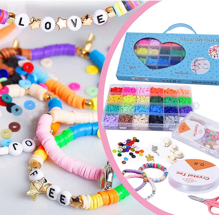 Good Quality Soft Clay Beads Bracelets 6mm Polymer Clay Flat Round Beads Craft Accessories For Diy Jewelry Making