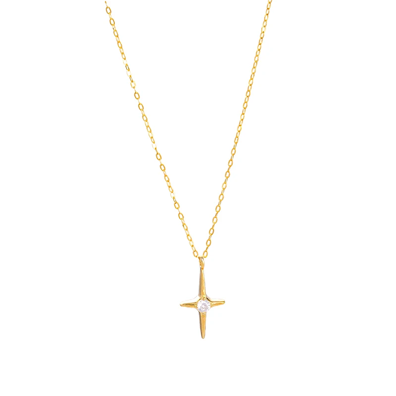 Fashion simple cross pendant necklace jewelry 925 sterling silver zircon crystal necklace women