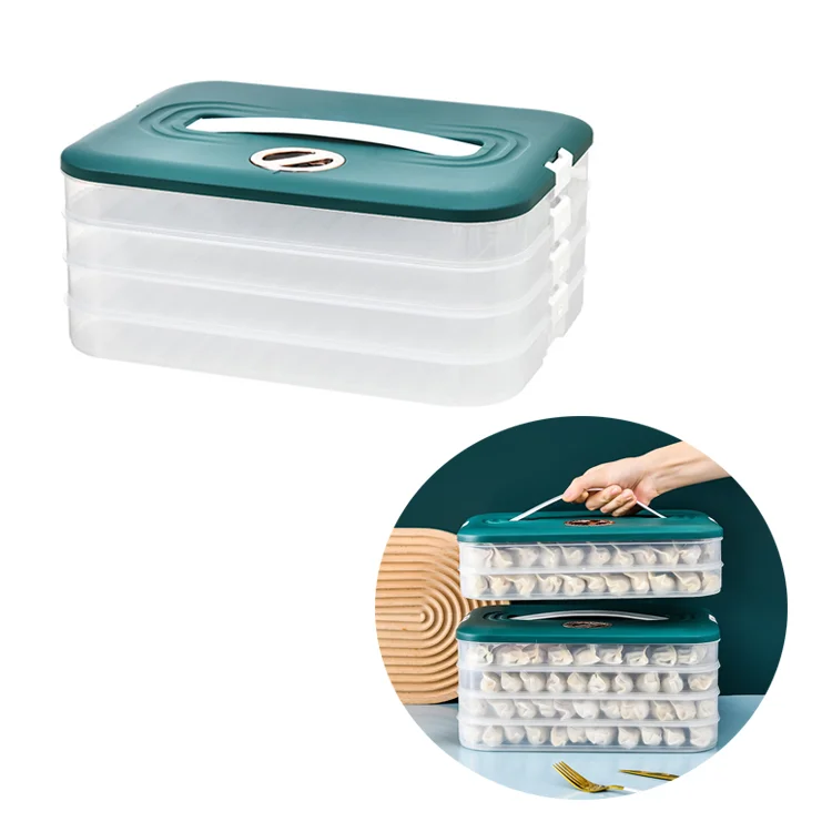 Stackable Transparent Dumpling Storage Box For Freezer Multifunctional Fridge Organizer With Handle