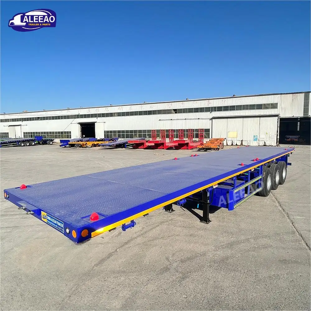 ALEEAO 2024 New Flatbed Trailer 13 Ton 50 Tons 3 Axles 20ft 40ft container frame used flat bed semi trailer with container lock