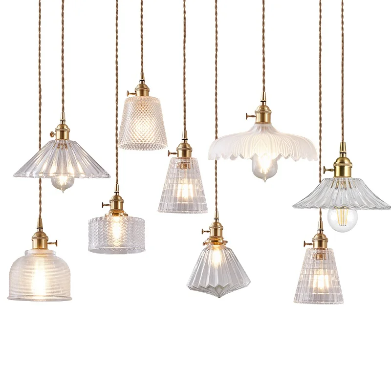 2022 Modern chandelier Crystal decorative colorful indoor pendant light cable twist knitted copper socket hanging glass bell
