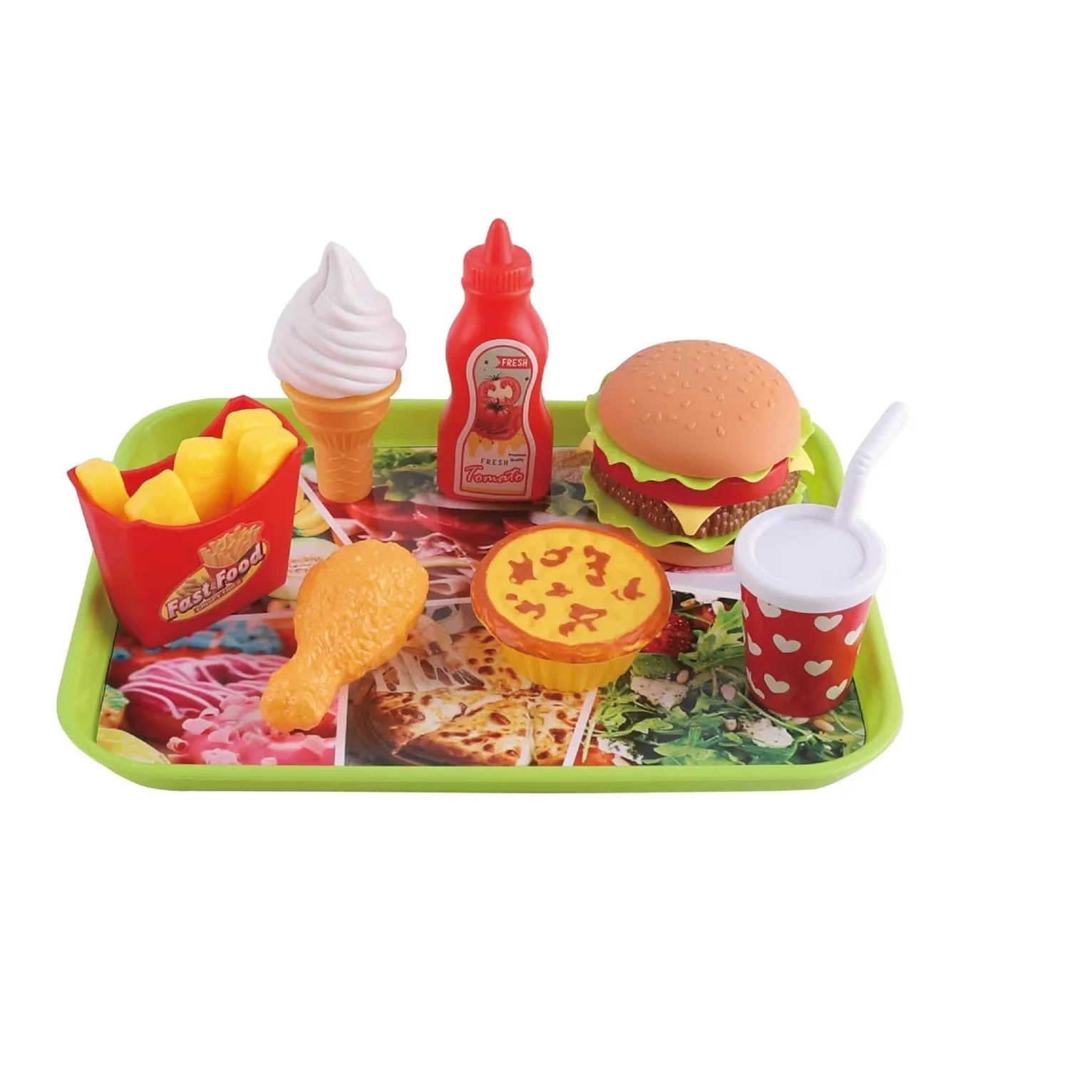 Plastic hamburg set mini food toys kitchen play set for kids