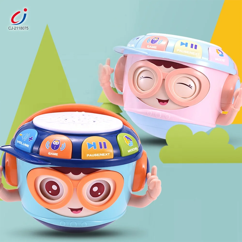 Early Educational 5 IN 1 Function Story Blink Baby Tumbler Toy, DJ Musical Instrument Mini Hand Drum Toys