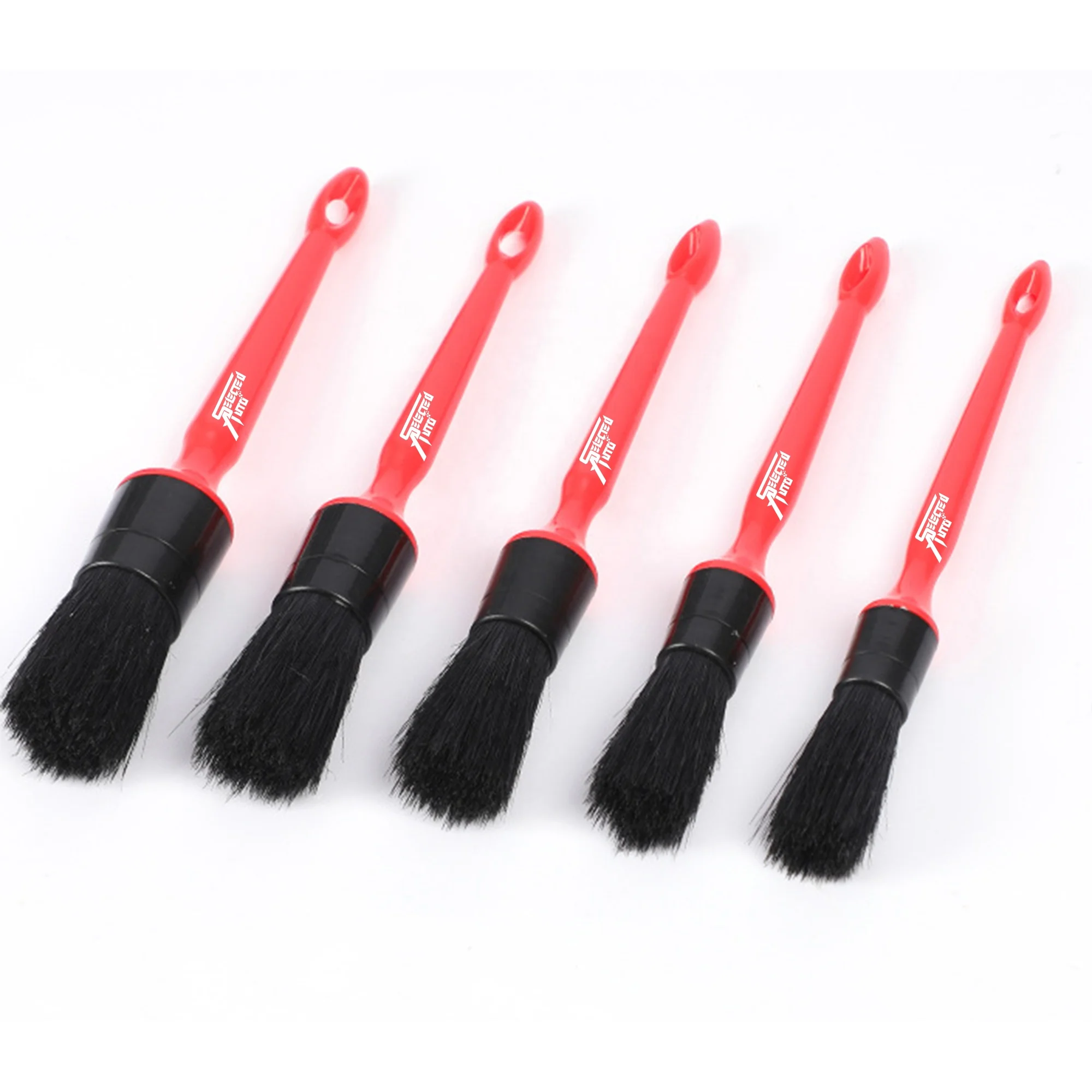 Selected Auto premium hog hair detailing brush kit customized air vent interior cleaning brush set 5pcs car wash brush combo OEM