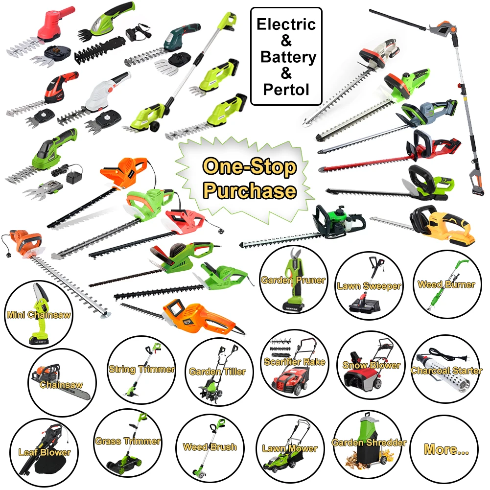 Vertak 20V cordless hedge trimmer bush shrub cutter battery powered Rechargeable hedge trimmer with double action blade