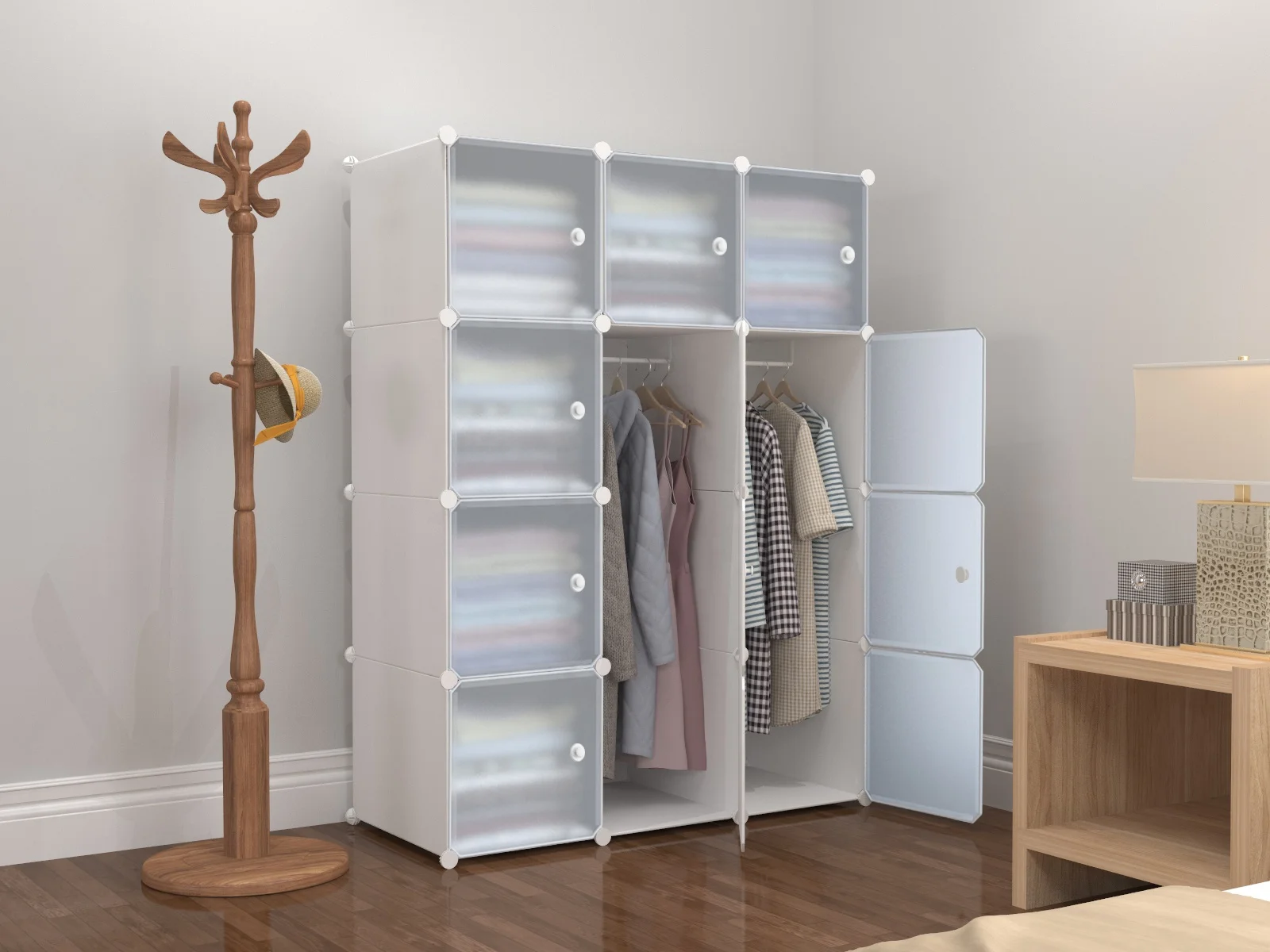 12 cube simple style foldable plastic portable clothes wardrobe cabinet