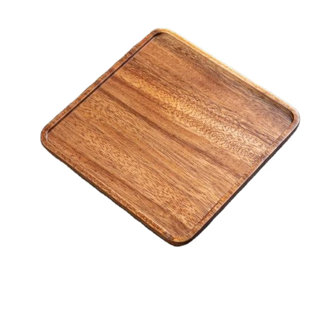 Guan sen top quality Luxury  Wooden Biodegradable   Breakfast Buffet Burger Cake Butter Candy Dish Carve Cheese Wood Plate
