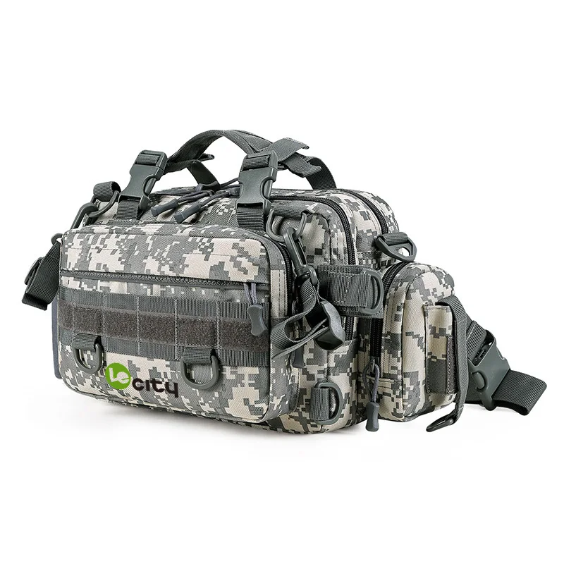 LE CITY water resistant nylon rod gear case crossbody camping fishing tackle lure bag