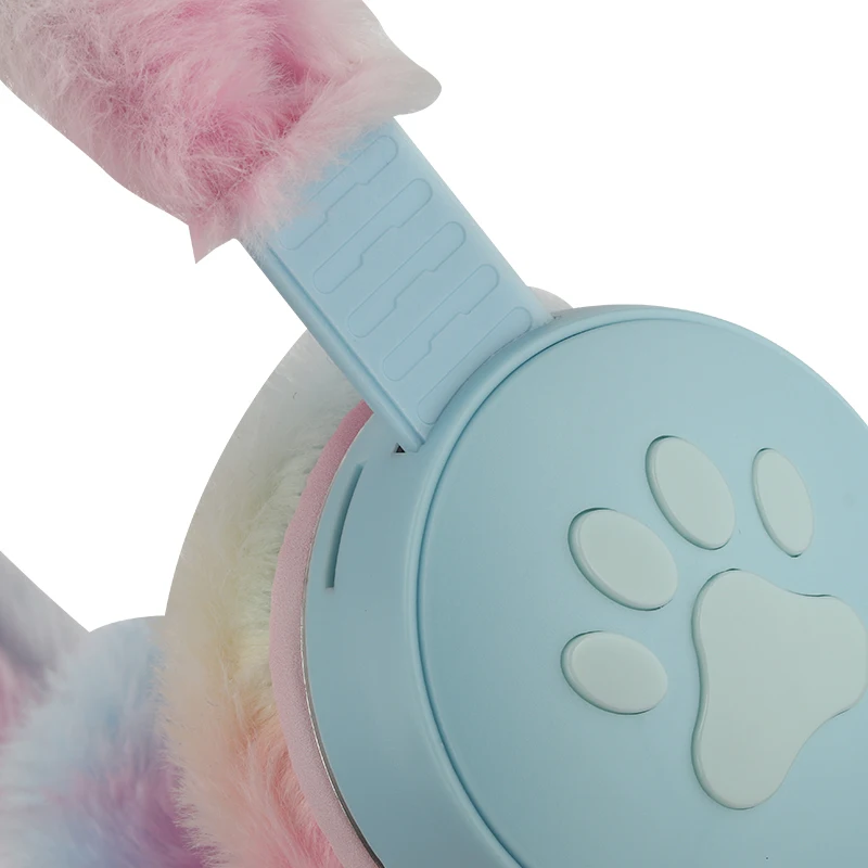 Cute Winter plush pink led earphone  RKD-6828 Headphones with Ear Covers Design wireless gaming headset for mobile phone