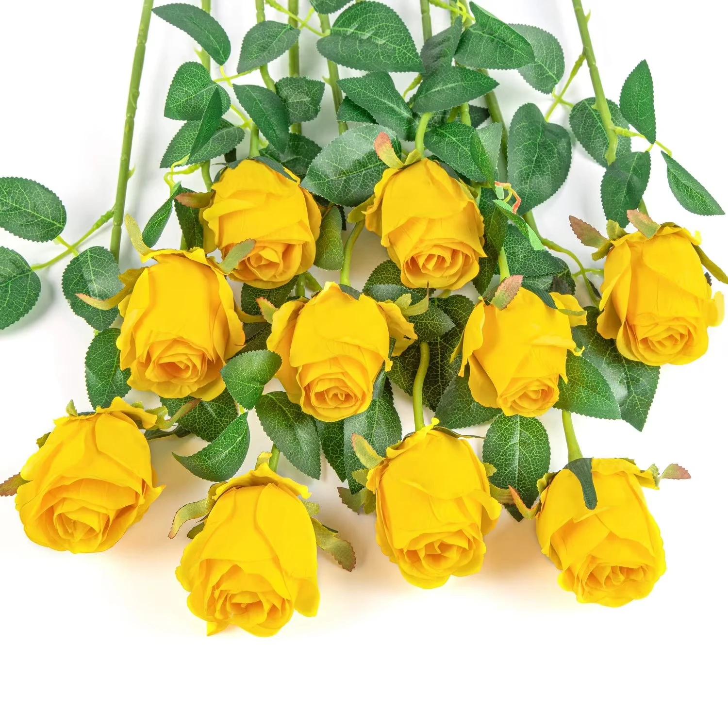 Hot Selling Silk Artificial Roses Yellow Color Centerpieces Silk Red Rose Artificial Flower for Home Decoration