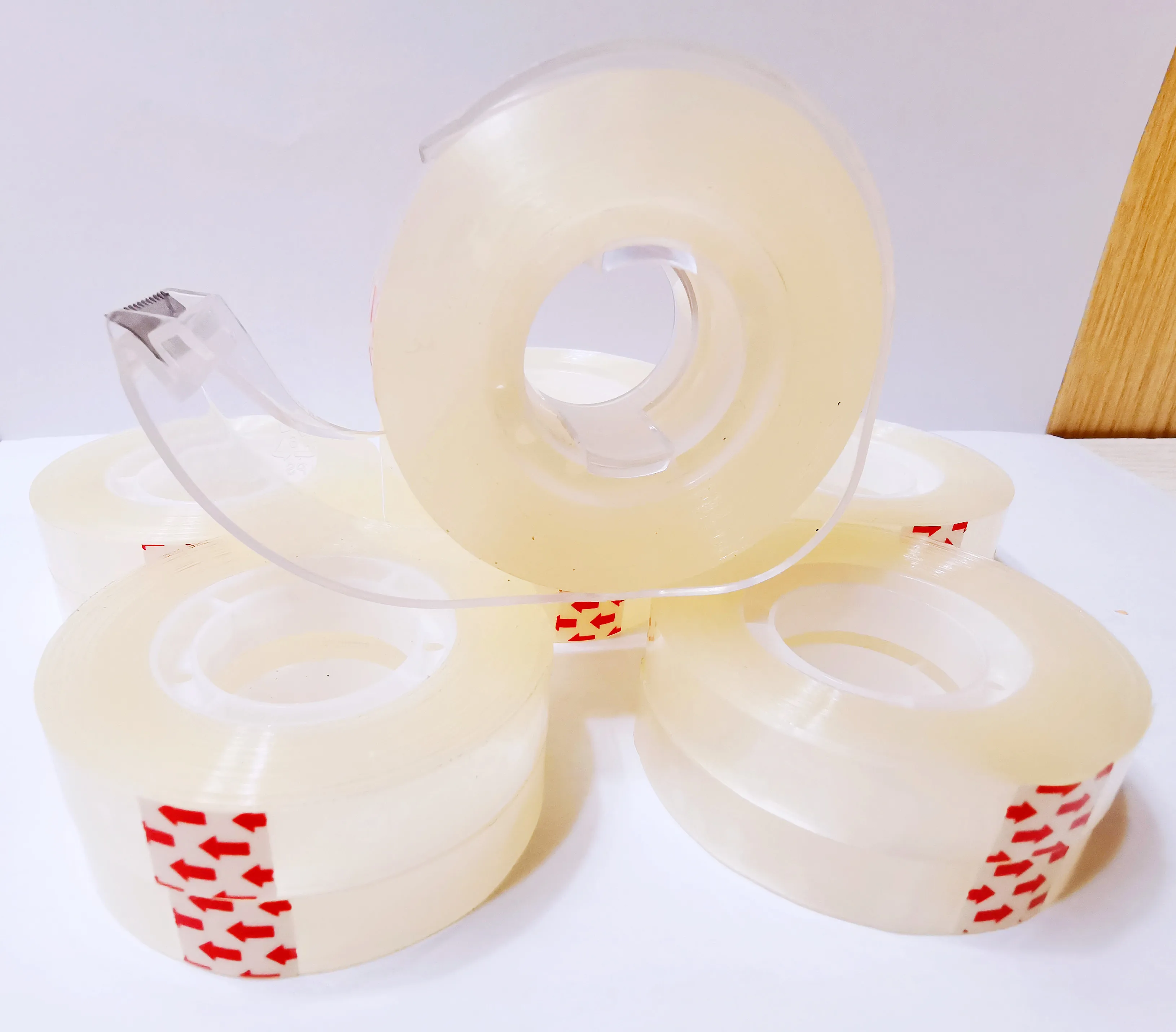 12mm x 40m Clear Tape Pack of 12roll with tape cutter Clever Tape Dispenser  Extra Strong Adhesive Tape, Clear Tape Refills