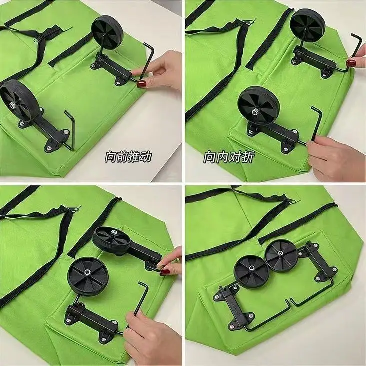Factory Reusable Grocery Bags Detachable Supermarket Travel Daily Storage Bag Foldable Cart Bag with Wheel
