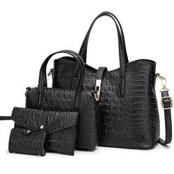 Women hand bags 2021 new Alligator Pattern PU Leather purse ladies handbag shoulder bag 4-piece suit