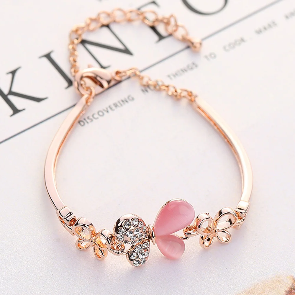 Fashion Gift Jewelry Simple Design Insect Shape Butterfly Bracelet Shiny Cubic Zircon Butterfly Bracelet For Women Girls