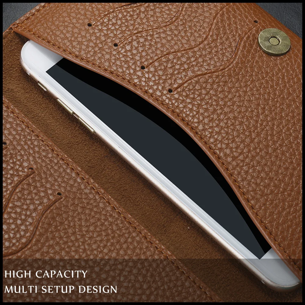 Free Shipping Wholesale Luxury Leather Wallet for Women Men Purse Phone Wallet Up to 6 Inch
