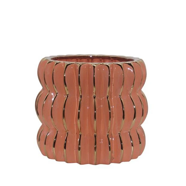 Large Painted Blue Glaze Ceramic Planter