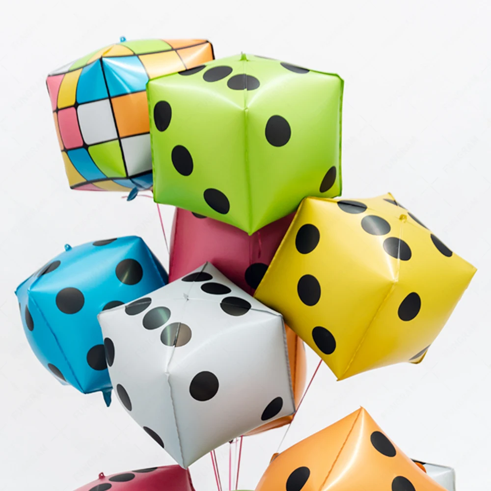 New dice magic cube balloon set party decorations 22inch space theme birthday decoration kids toy party supplies foil 4d balloon