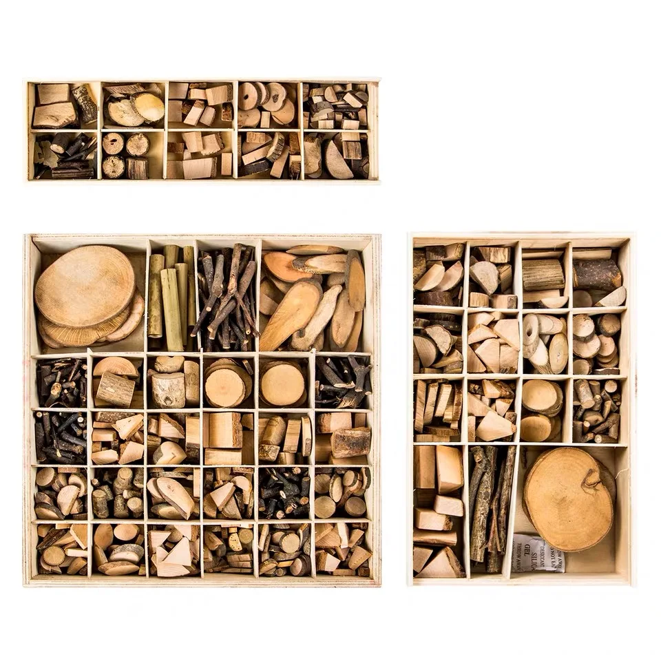 DIY toys Natural materials wood chips tree branches background Wood Crafts for kids Customized kids craft set educational toy