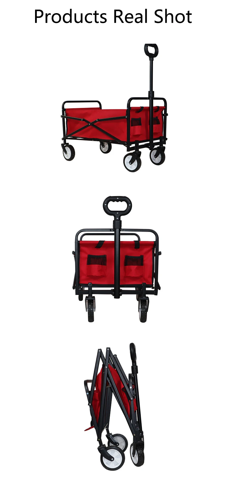 Outdoor Four Wheel Heavy Duty Large Space Collapsible Beach Garden Folding Wagon Multi function Portable Shopping Cart