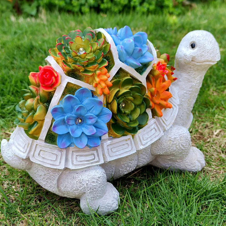 Outdoor  LED resin turtle solar lamp sells succulent garden statue Plant Pot  ornaments Crafts