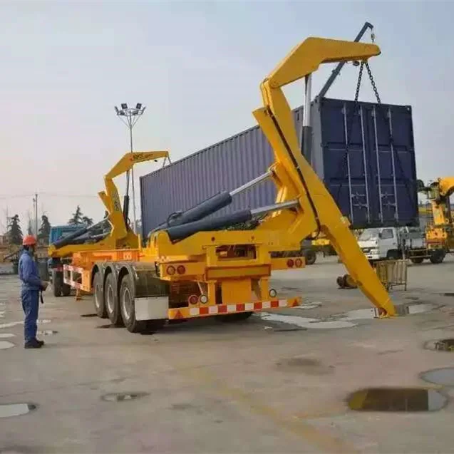 3 Axle 40ft Skeleton Semi Trailer Self Loader Container Trailer Side Lifter Container Truck Trailer With Crane