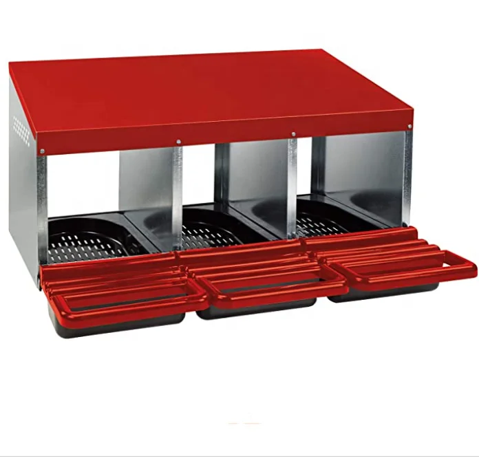 Chicken Nesting Boxes 3 Hole Metal Chicken Egg Laying Box with Swing Perch and Rollout Egg Collection for Chicken Coop