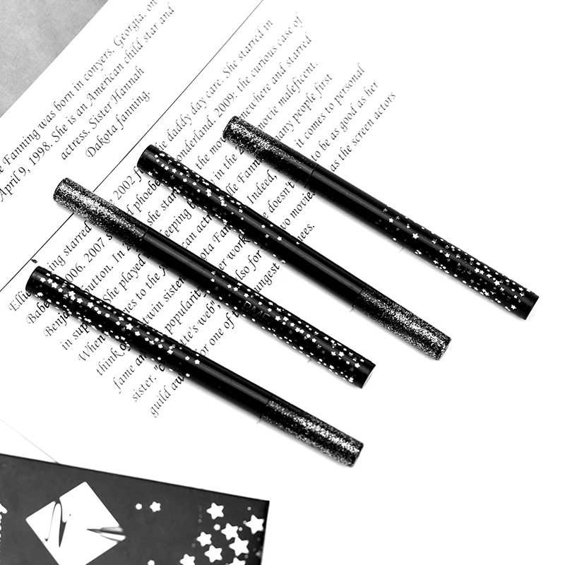 Высококачественная профессиональная водостойкая клейкая черная жидкая подводка для глаз с миниатюрным пером, фирменная торговая марка, подводка для глаз с принтом звезд