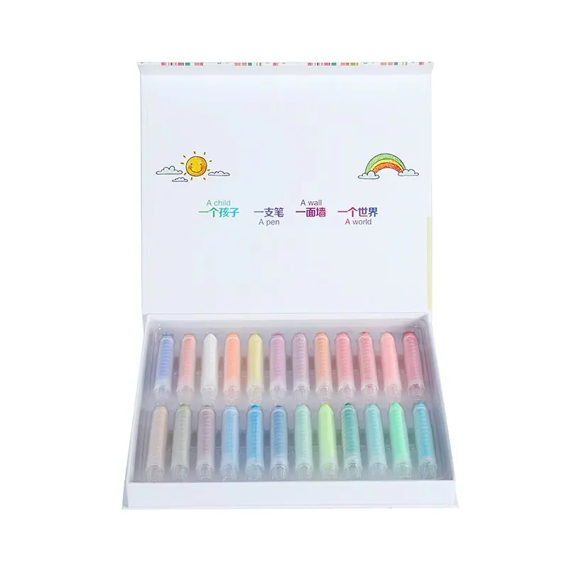 New Style 24 Colors Dustless Chalk Pens No-toxic Water-soluble Chalk for Blackboard Teacher Office Supplier