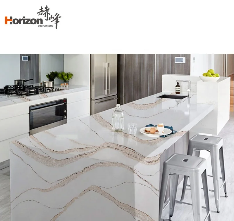 Оптовая продажа высококачественных настольных плит Calacatta из белого золота искусственный кварцевый камень для кухонной