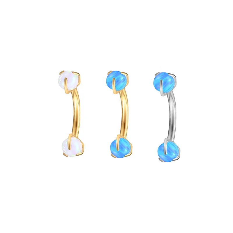 Wholesale G23 Titanium ASTM F136 Piercing eyebrow bar opal 3mm ball Helix jewelry for woman man